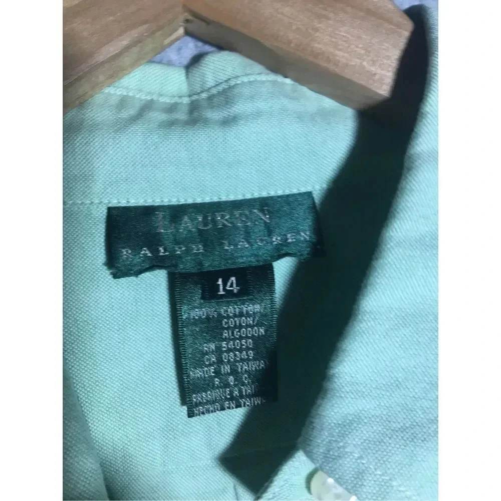 Mens Lauren Ralph Lauren Button Up Shirt Green Vintage Crest Casual Formal